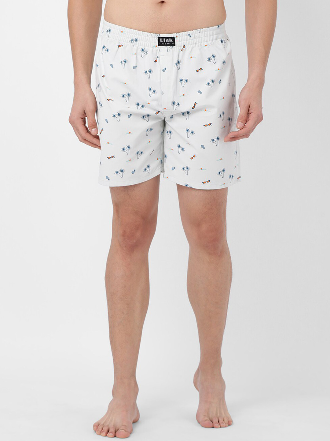 

Llak Jeans Men White & Blue Printed Pure Cotton Boxers-05-SP-S