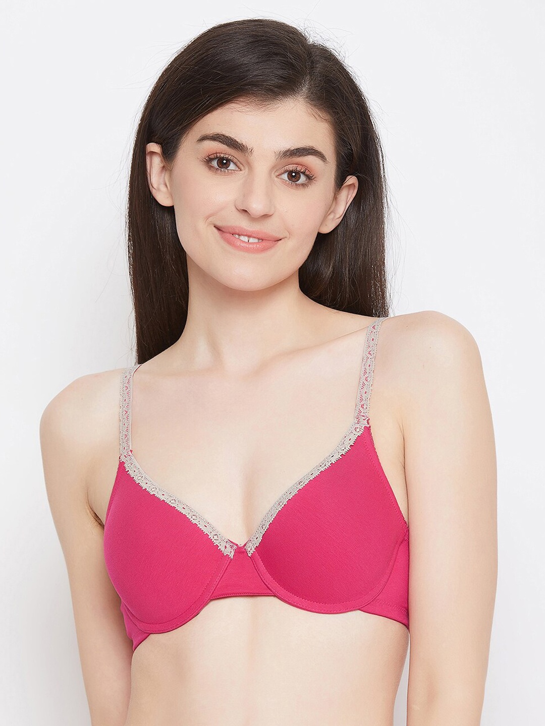 

Clovia Women Pink Solid Underwired Lightly-Padded Push-Up Bra BR1513P14