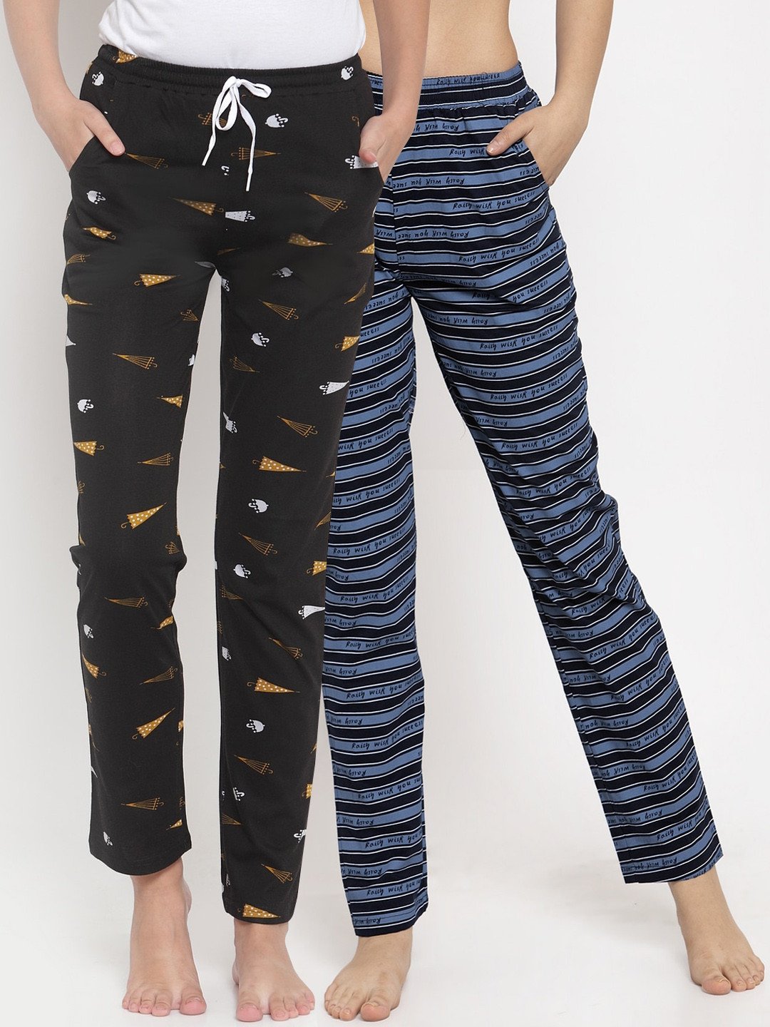 

Claura Women Pack of 2 Lounge Pants, Black