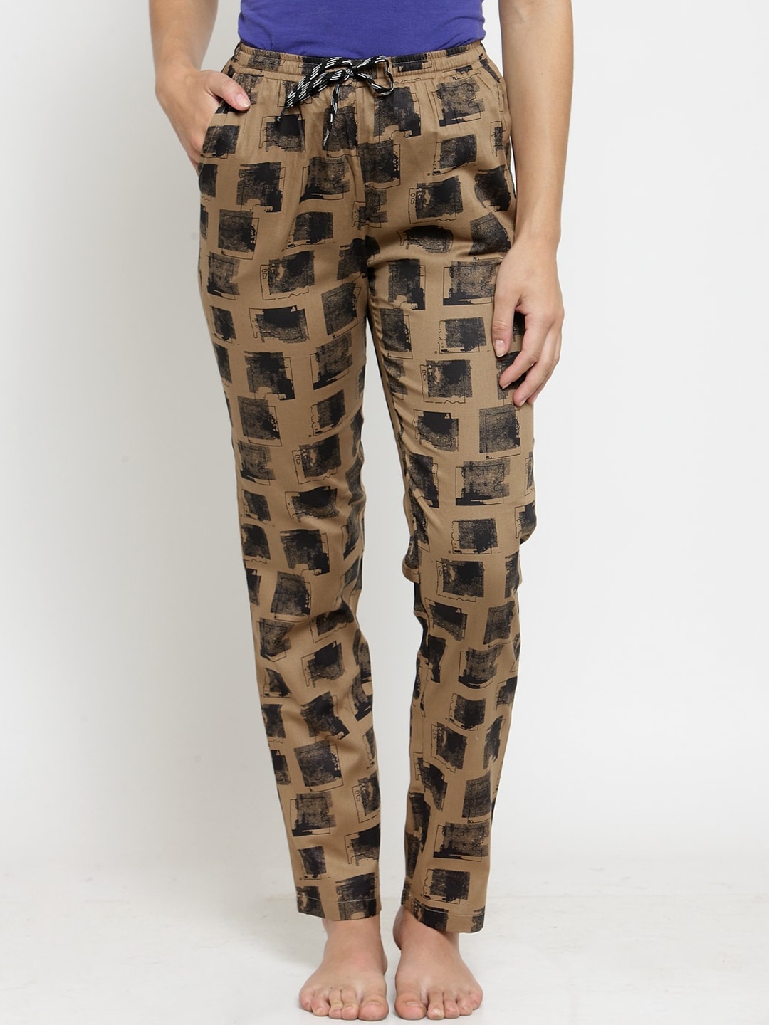 

Claura Women Brown & Black Printed Lounge Pants