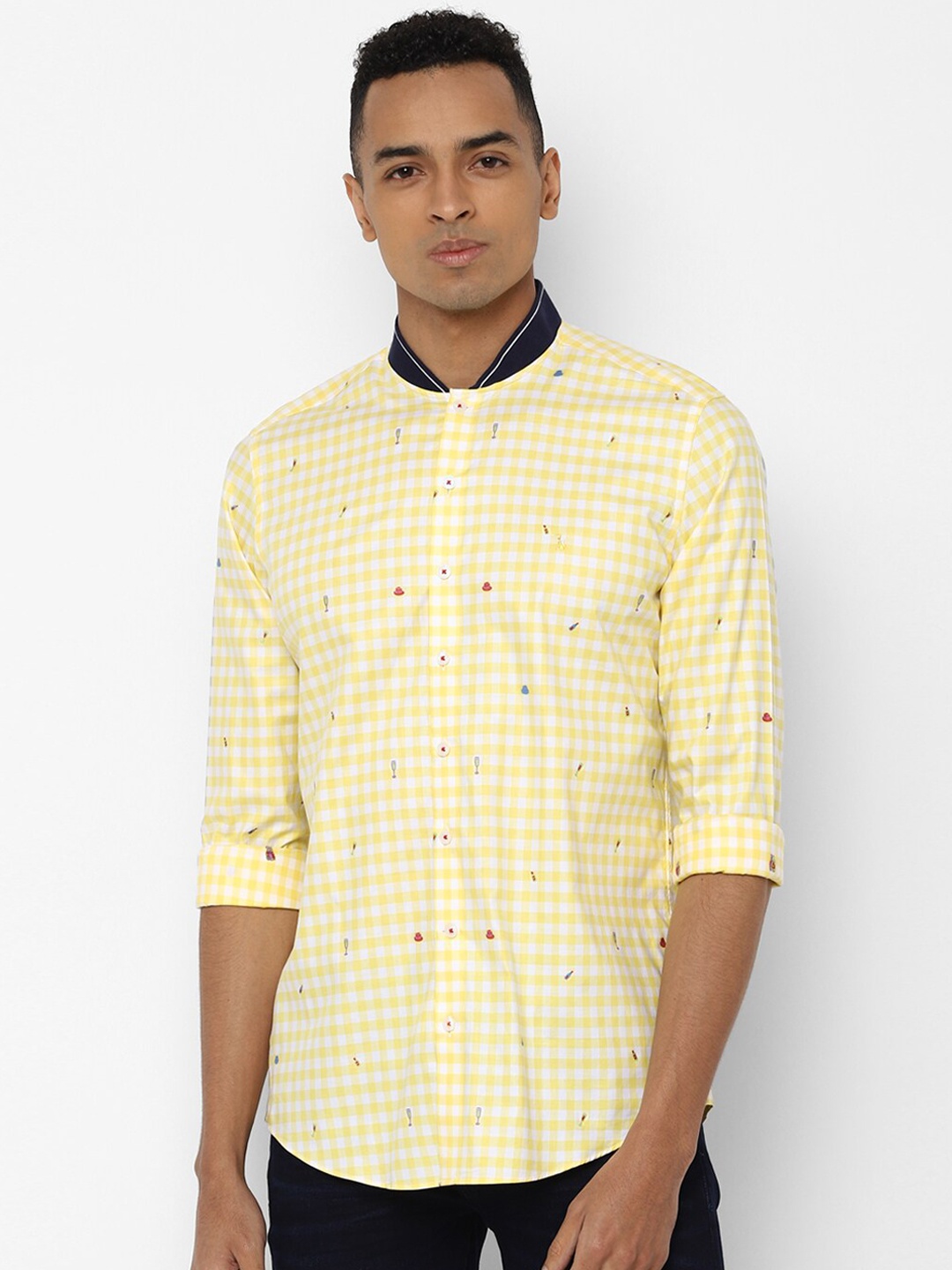 

SIMON CARTER LONDON Men Yellow Slim Fit Checked Casual Shirt
