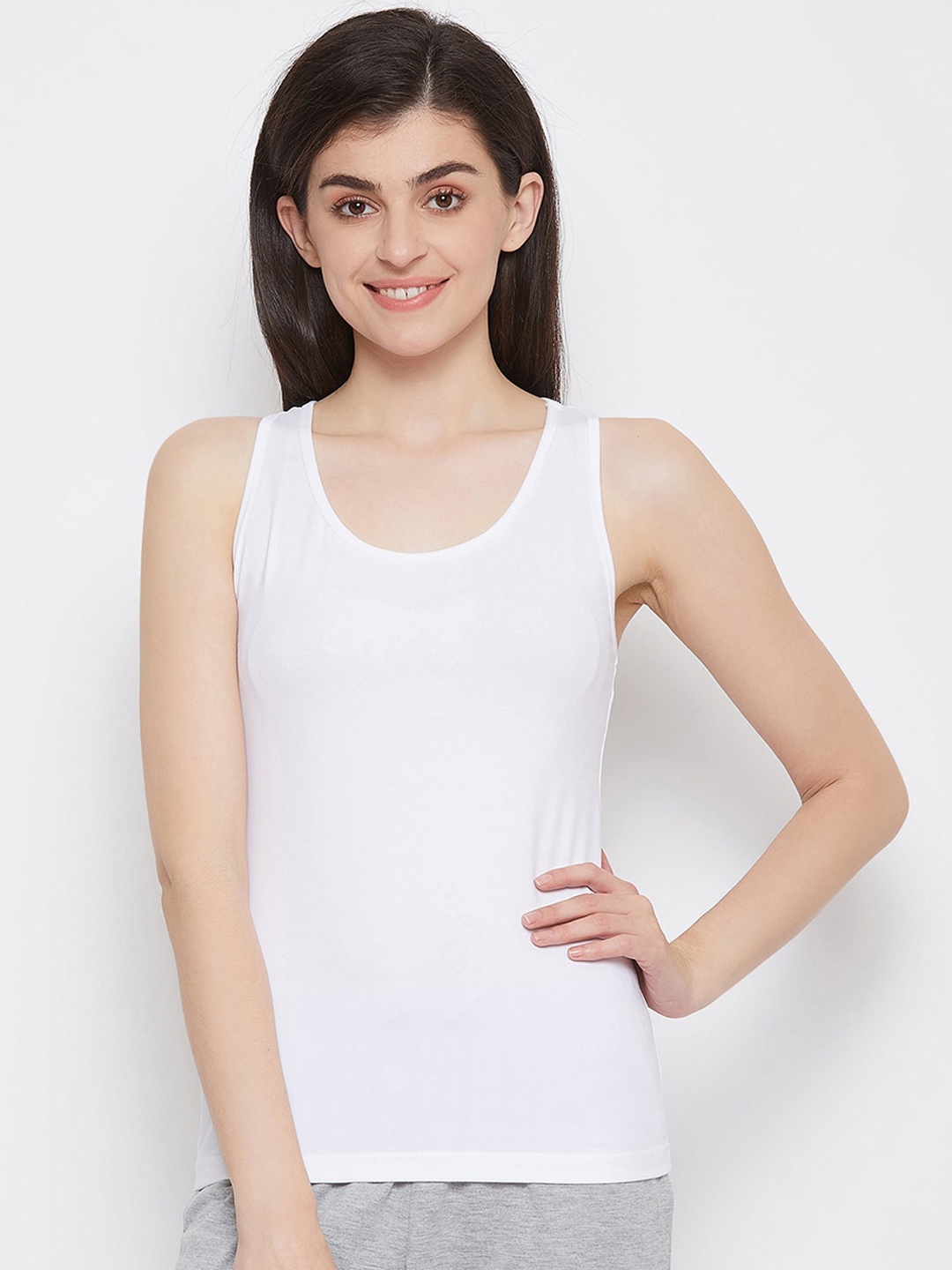 

Clovia Women White Solid Camisole