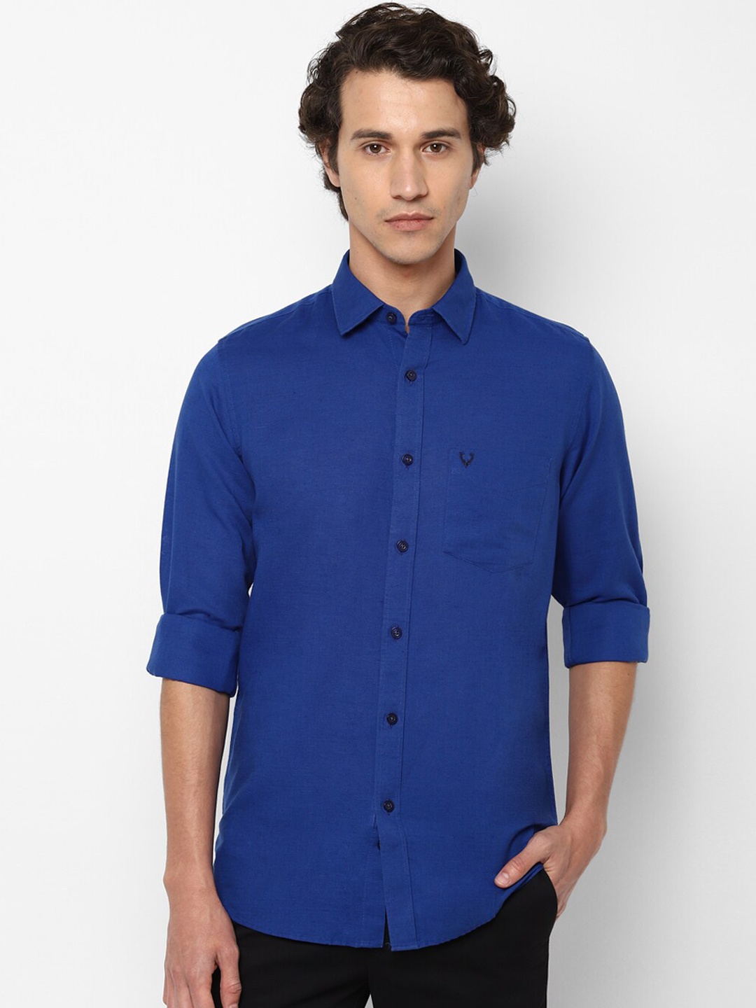 

Allen Solly Men Blue Slim Fit Solid Casual Shirt