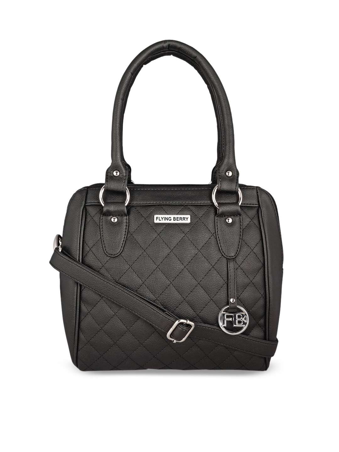 

FLYING BERRY Black Textured Handheld Bag