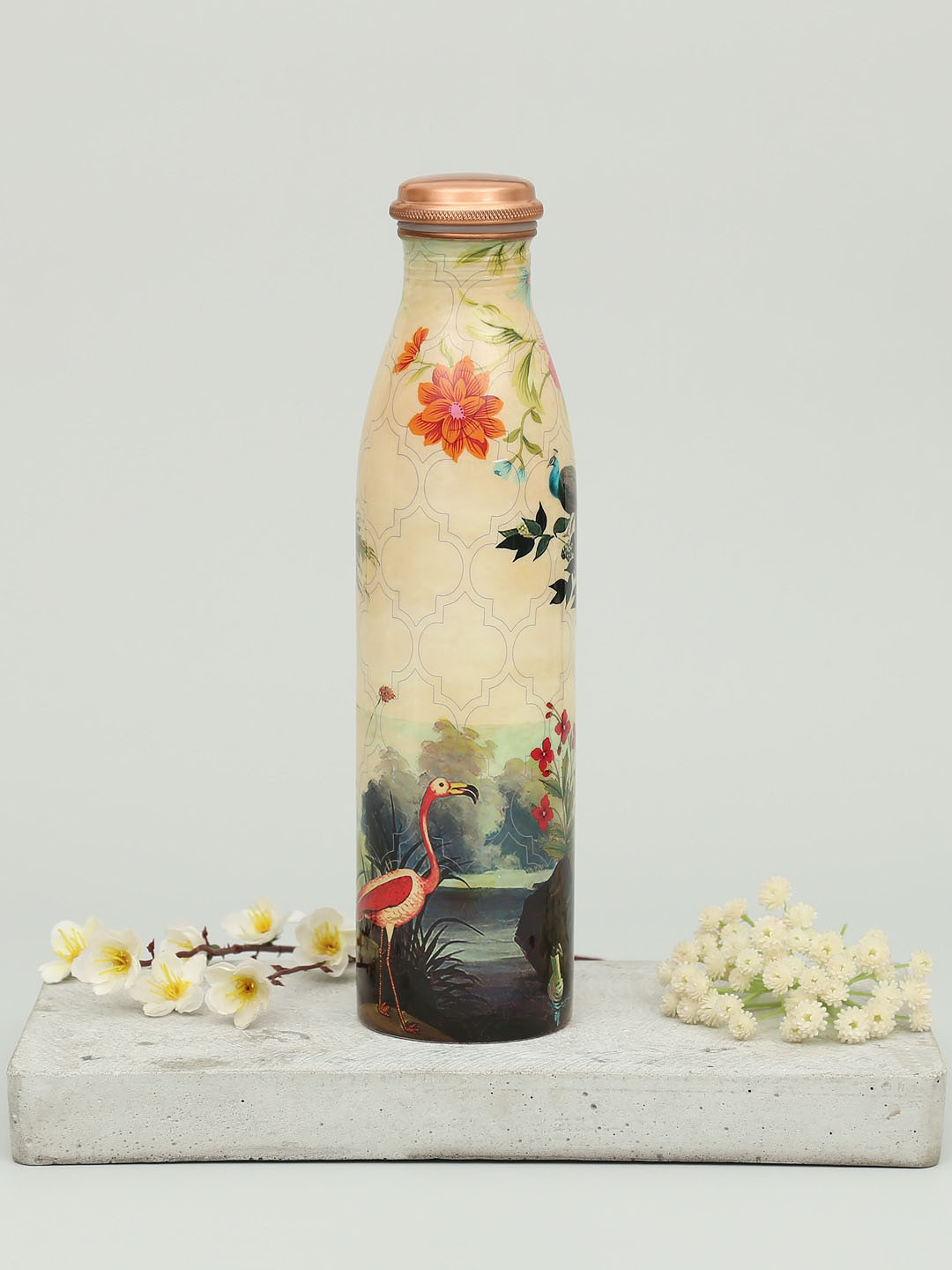 

India Circus by Krsnaa Mehta Orange & Beige River Bank Silvassa Printed Copper Bottle