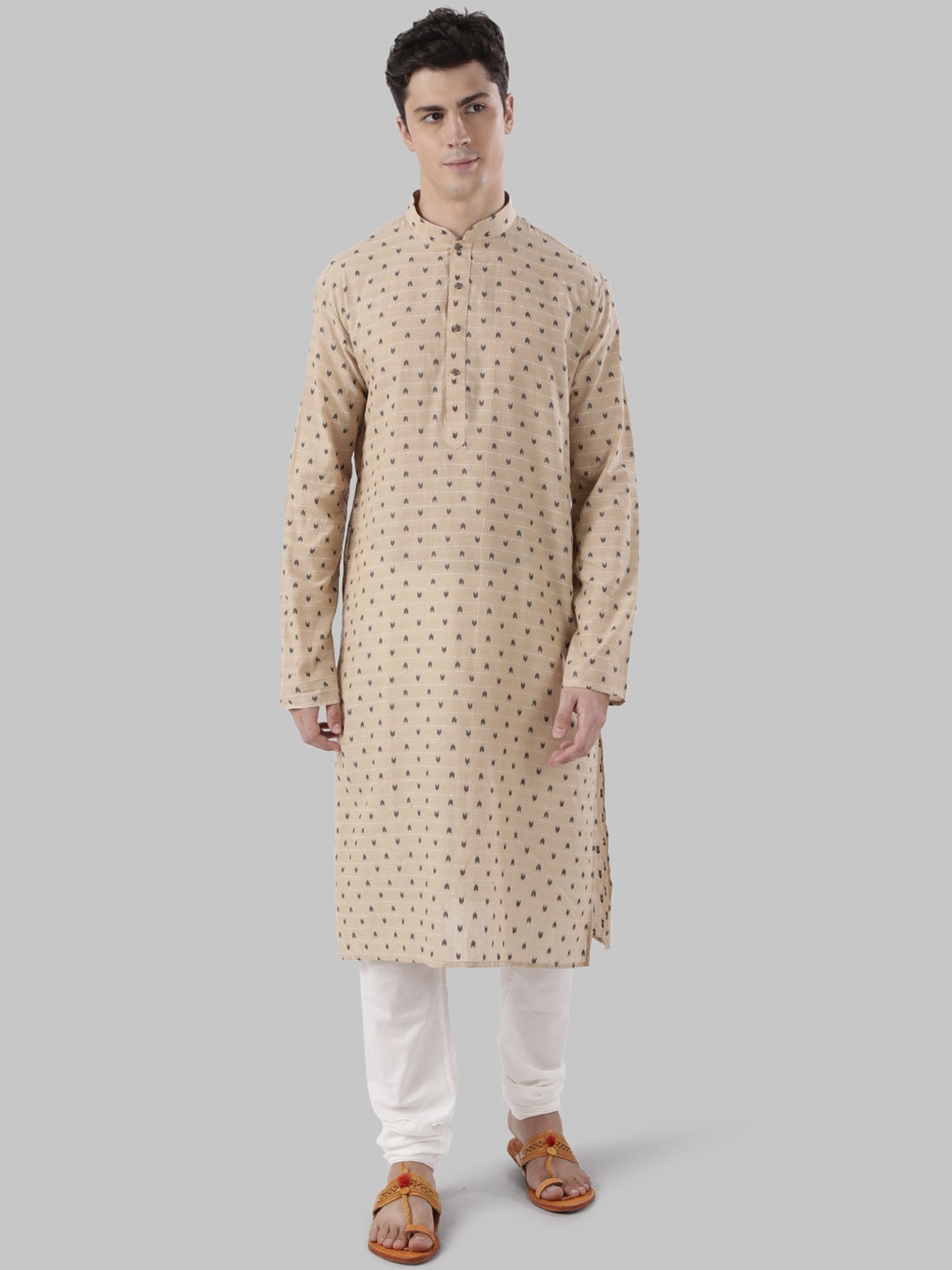 

Ethnix by Raymond Men Khaki Woven Design Straight Kurta