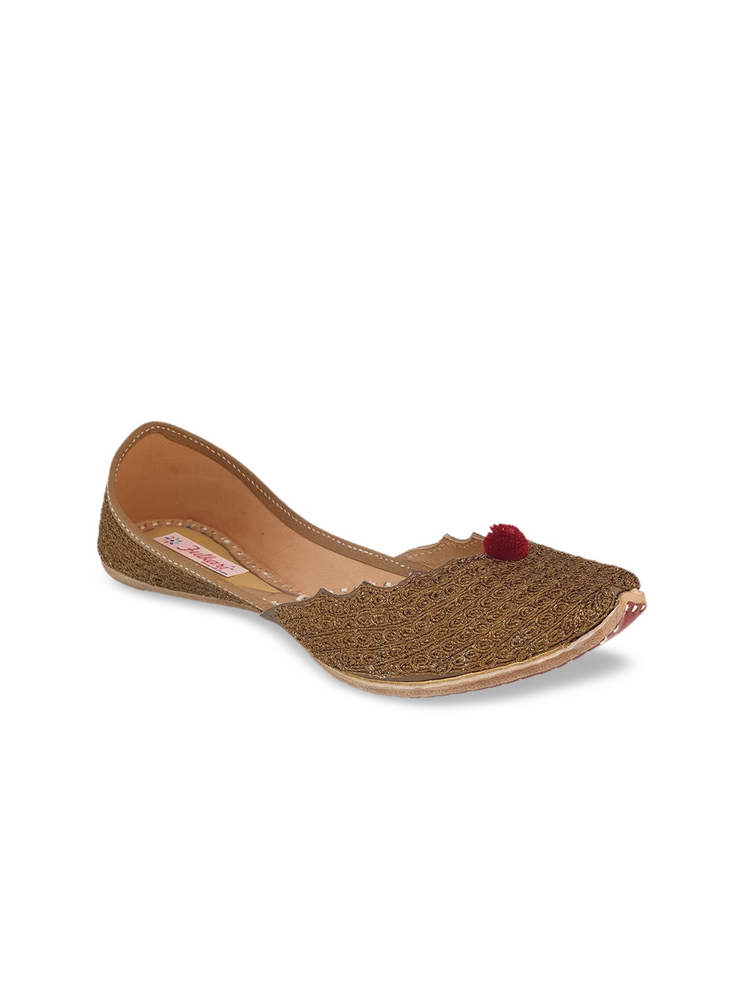 

Fulkari Women Copper-Toned Embellished Leather Mojaris