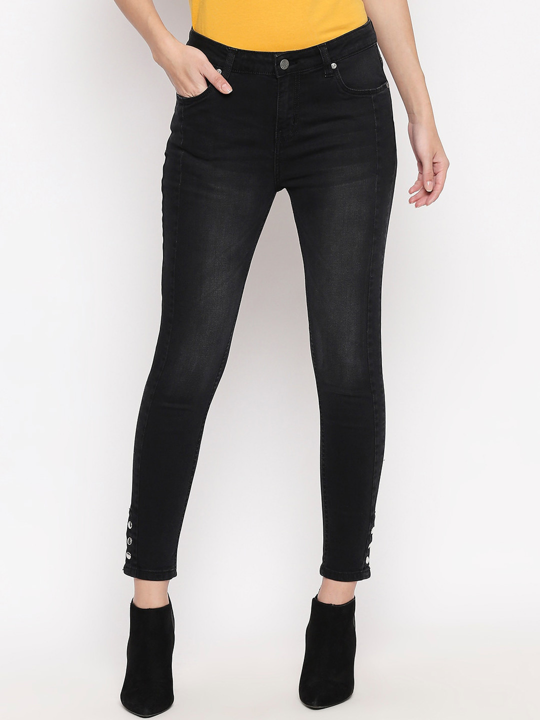 

People Women Black Regular Fit Jeans