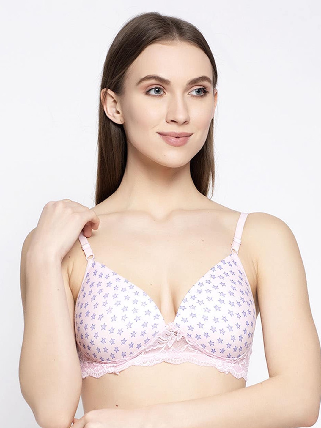 

PrettyCat Women Pink Printed Lightly-Padded Non-Wired T-Shirt Bra PC-BR-6026