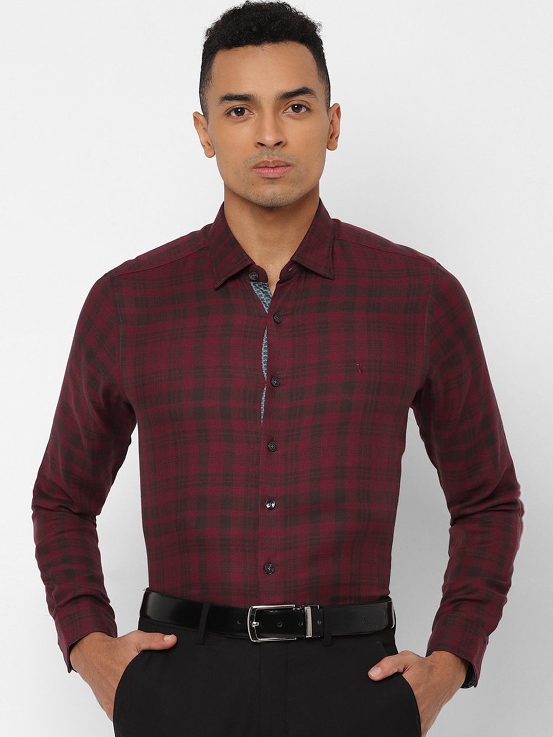 

SIMON CARTER LONDON Men Maroon Slim Fit Checked Formal Shirt