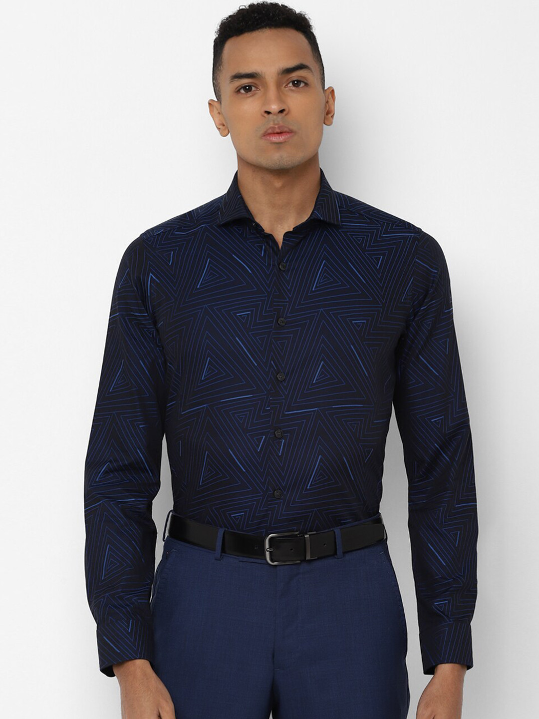 

SIMON CARTER LONDON Men Navy Blue Slim Fit Printed Casual Shirt