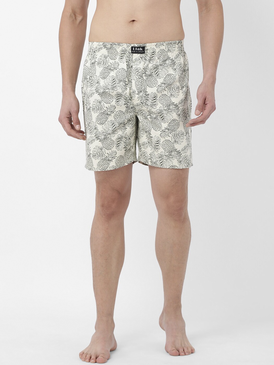 

Llak Jeans Men Off-White & Black Printed Relaxed-Fit Pure Cotton Boxers