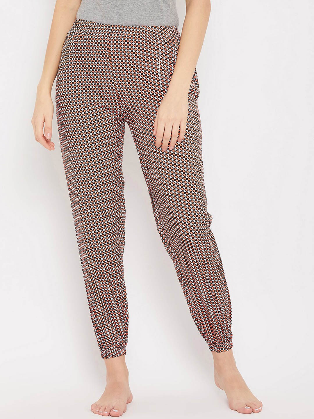

Clovia Women Brown & Grey Printed Lounge Pants