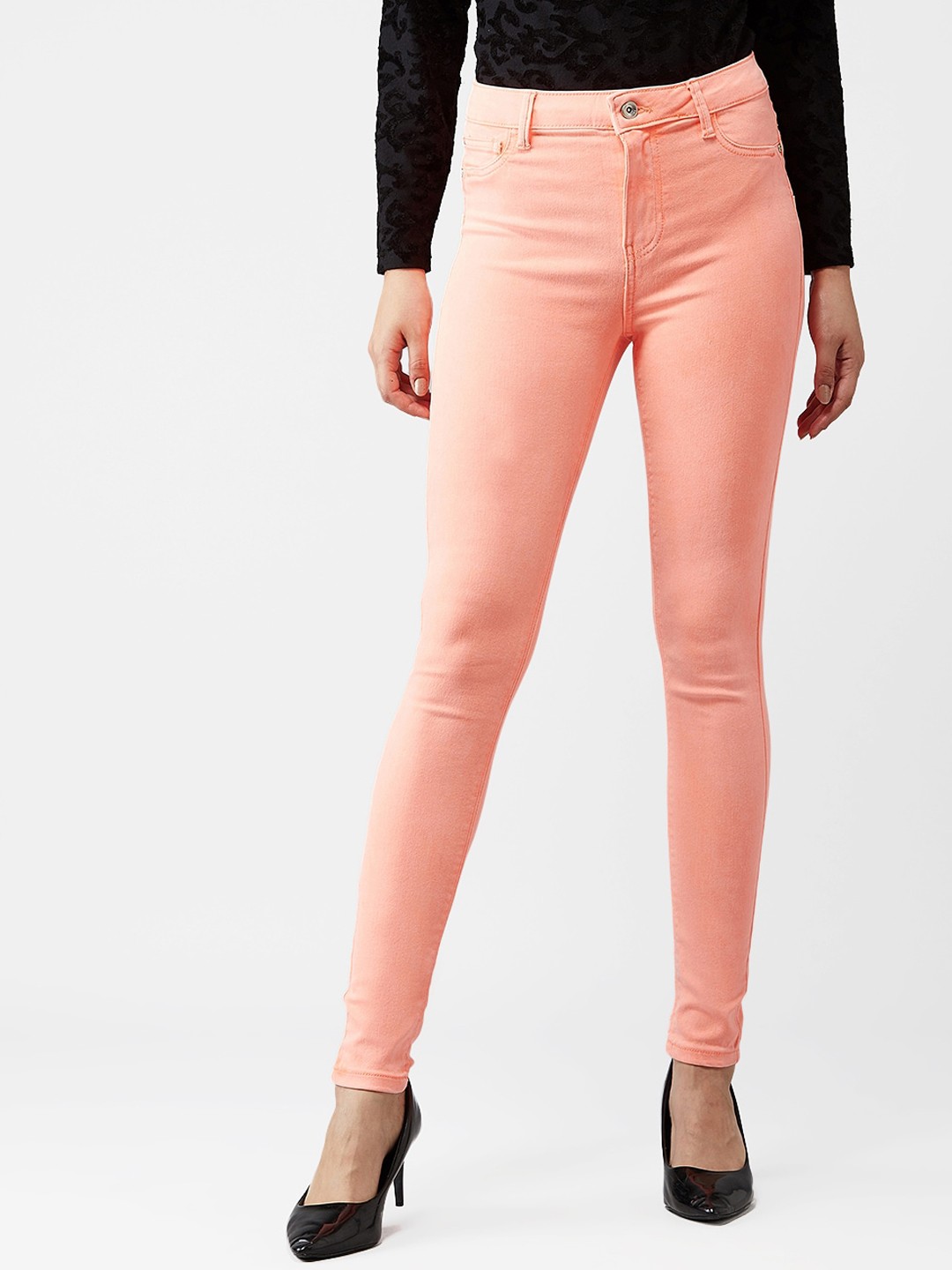 

Kotty Women Orange & Coral Skinny Fit Jeans