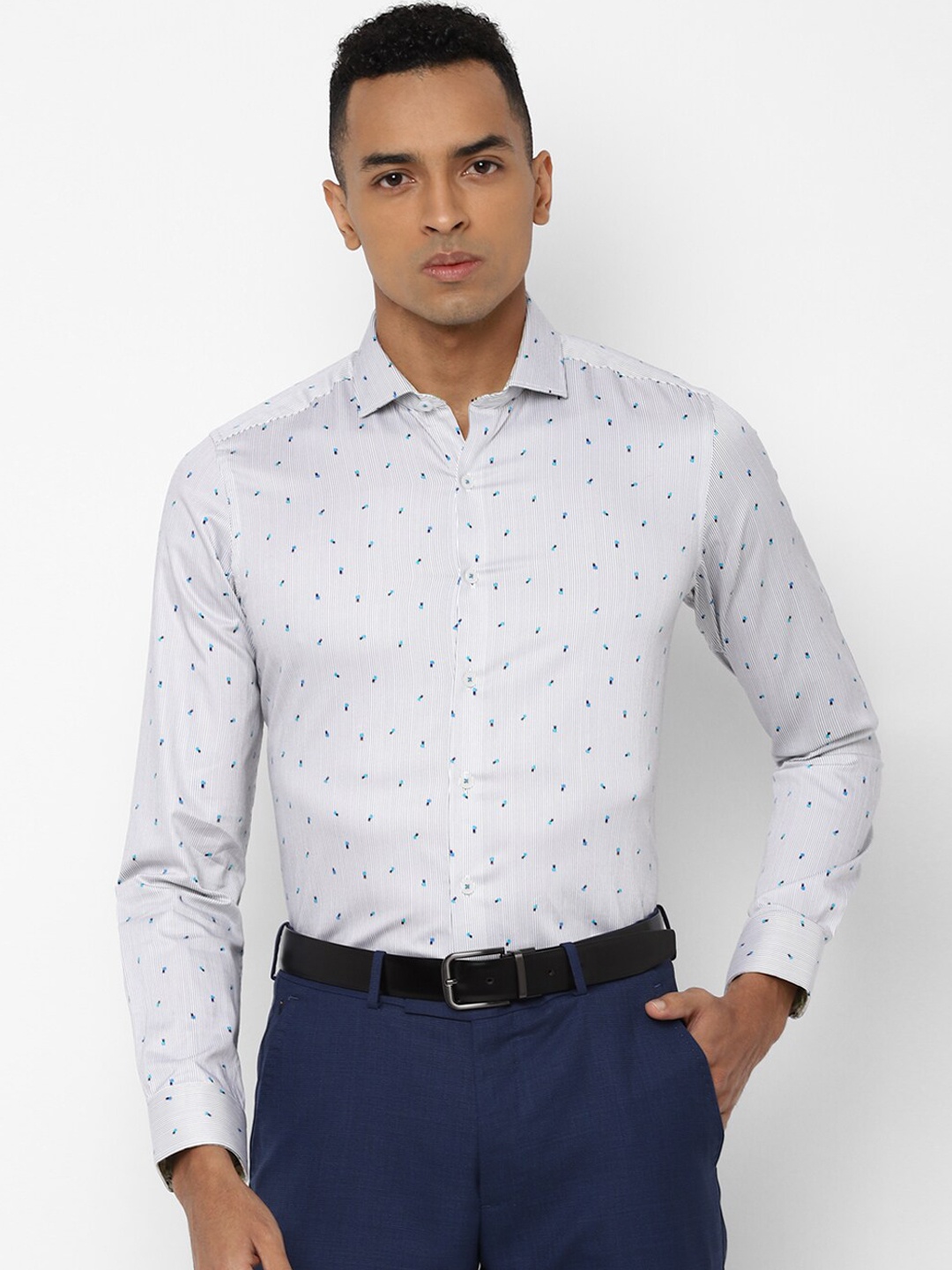 

SIMON CARTER LONDON Men Grey Slim Fit Printed Casual Shirt