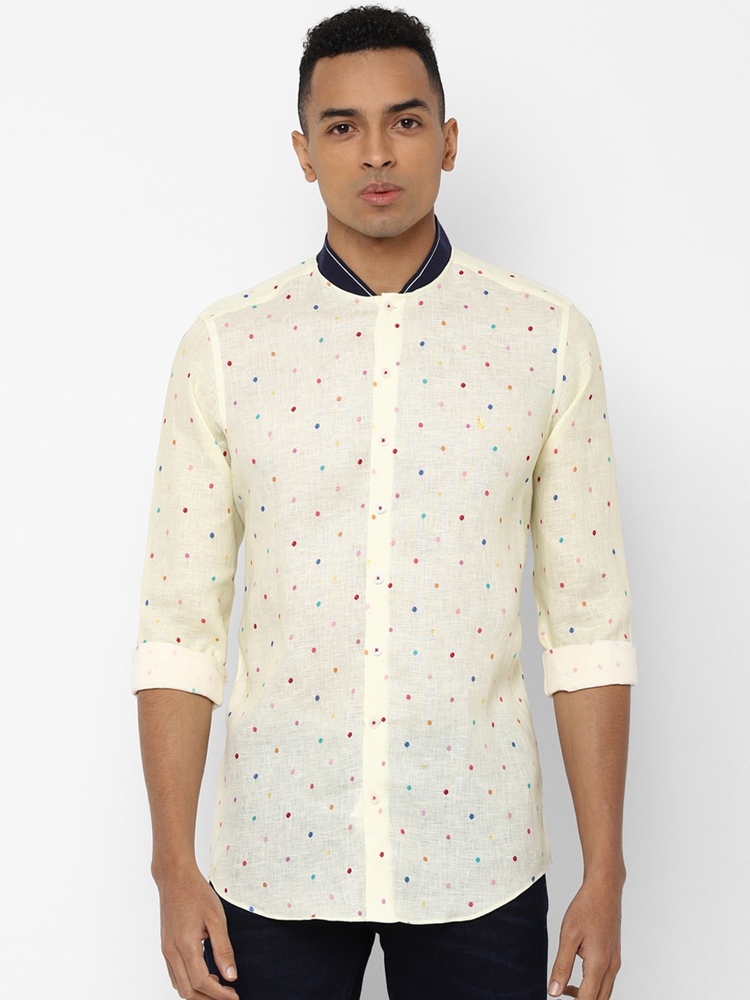 

SIMON CARTER LONDON Men Yellow Slim Fit Printed Casual Shirt