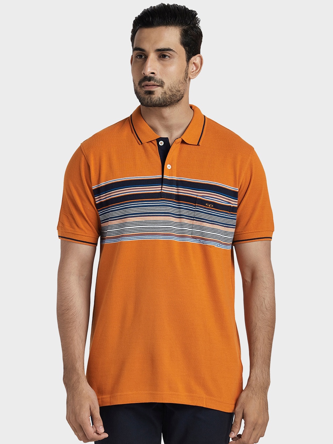 

ColorPlus Men Yellow Striped Polo Collar T-shirt