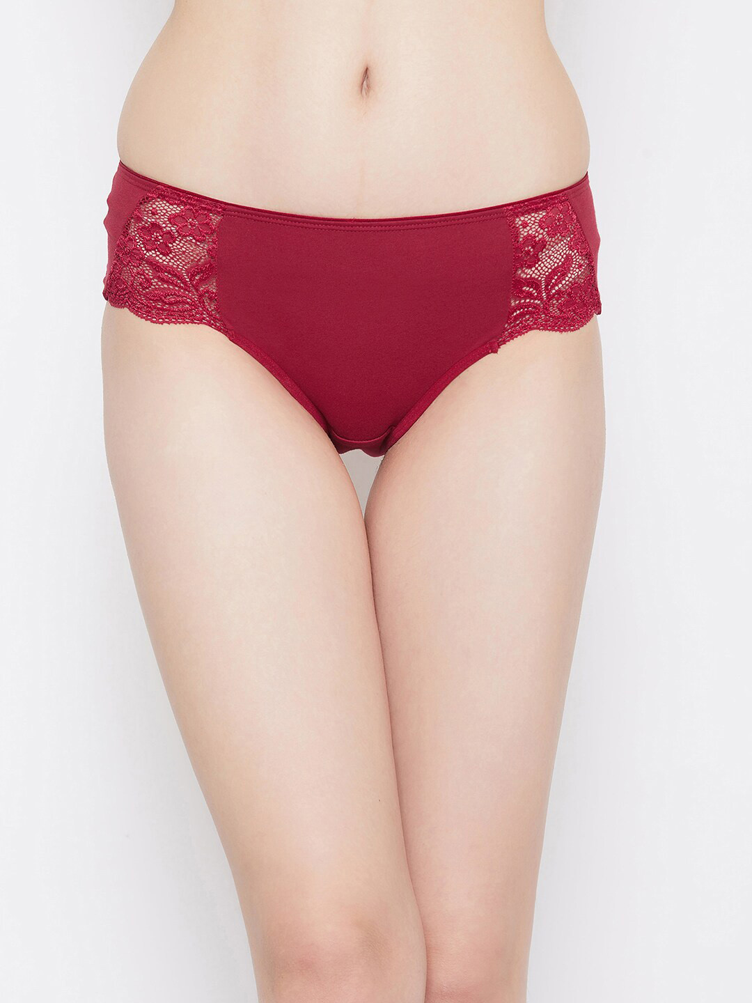 

Clovia Women Maroon Solid Hipster Briefs With Lace Inserts PN2705P09