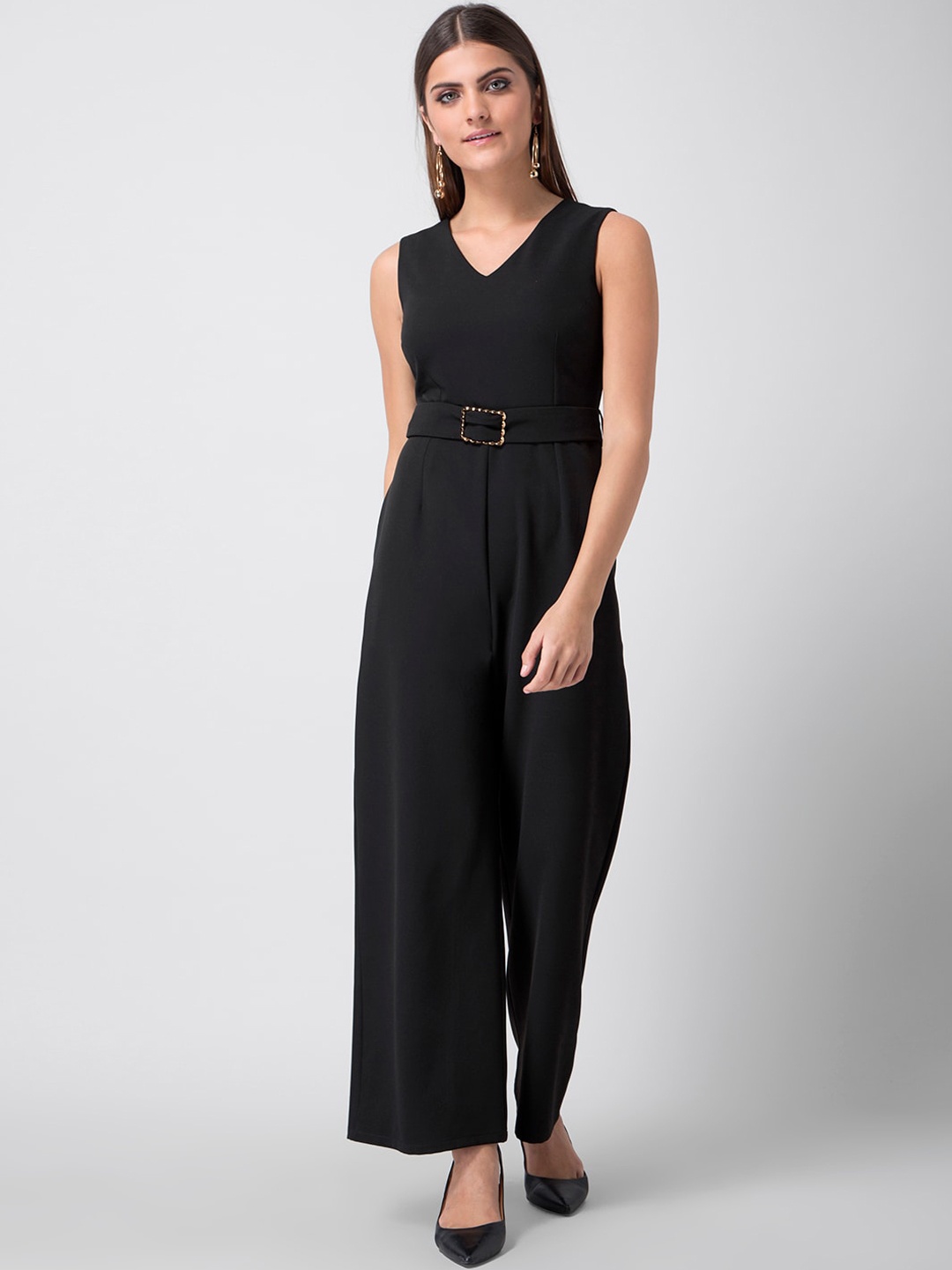 

FabAlley Women Black Solid Basic Jumpsuit