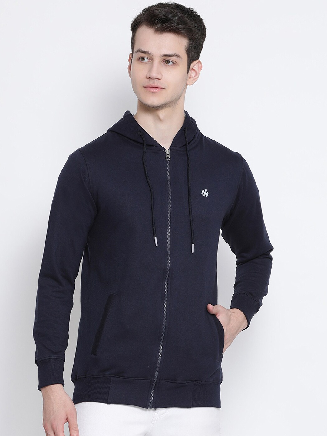 ONN Men Navy Blue Solid Sweatshirt