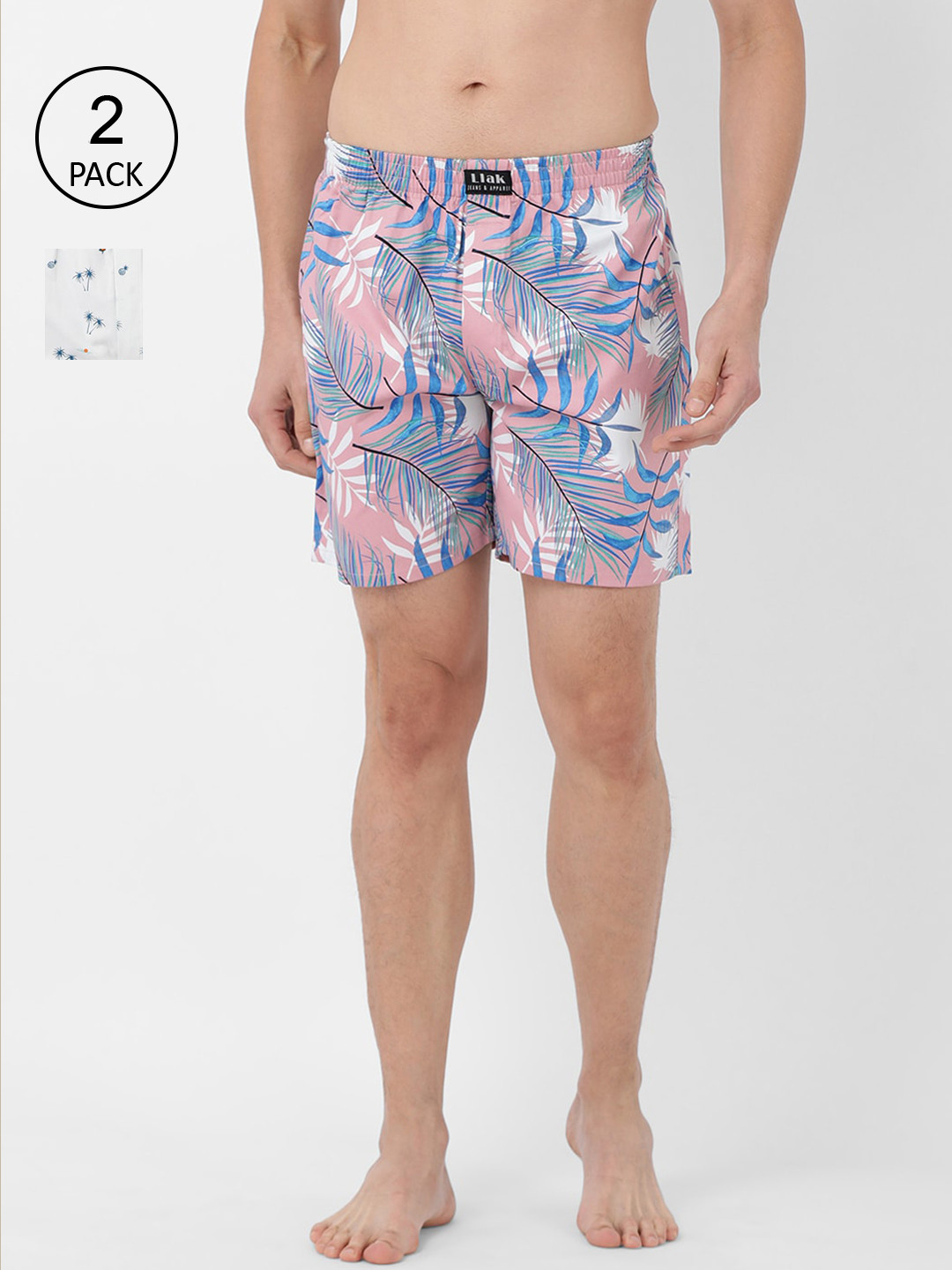 

Llak Jeans Men Pack Of 2 Printed Relaxed-Fit Pure Cotton Boxers Boxer Set-4-9, Pink