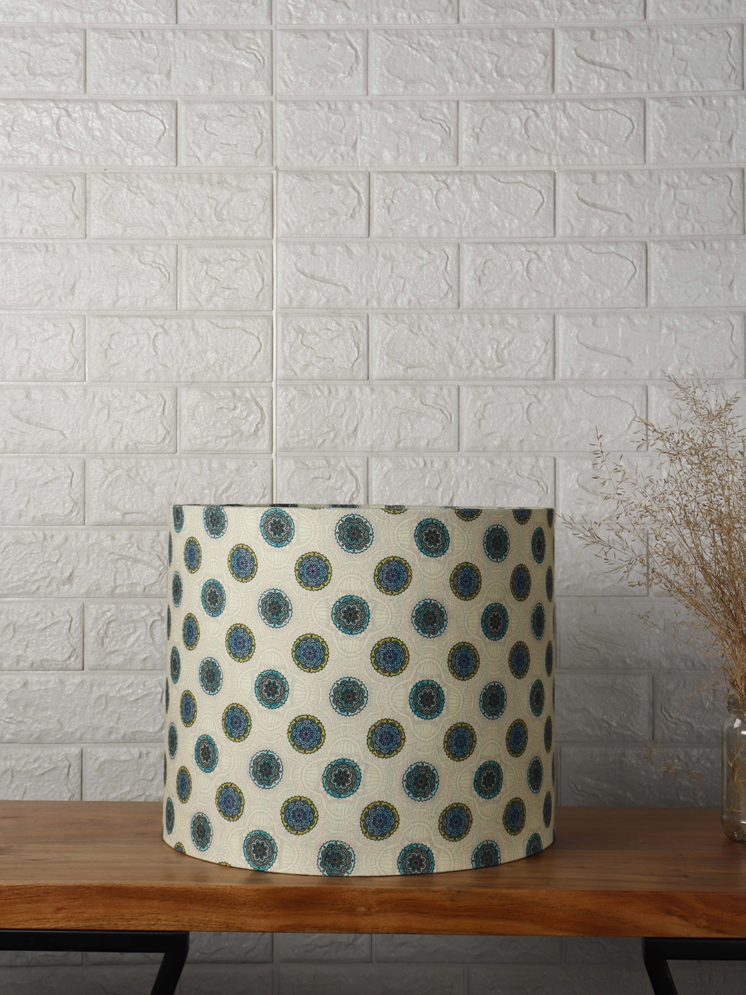 

Grated Ginger Green & Beige Printed Contemporary Cylindrical Shaped Lamp Shade