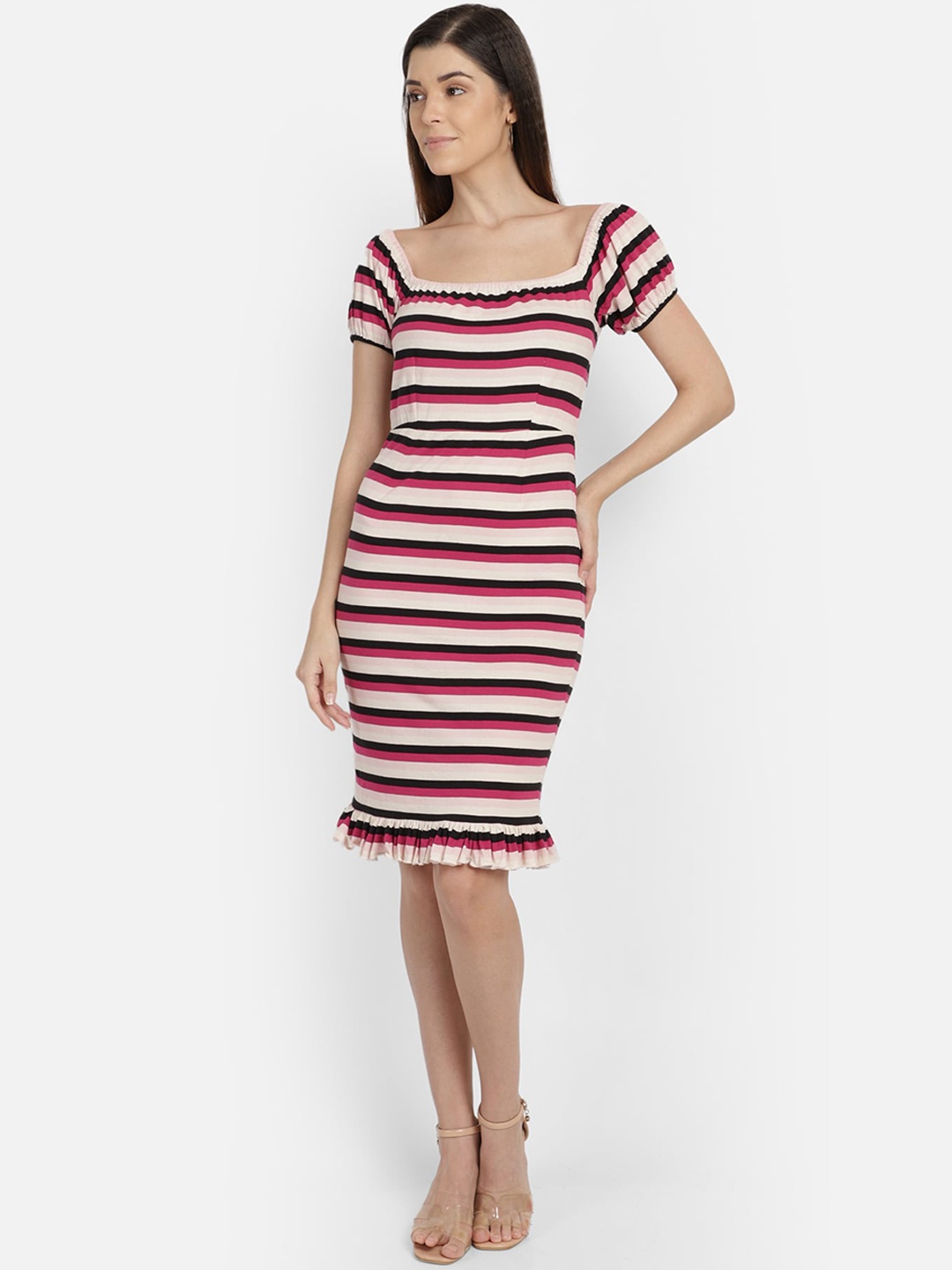 

Yaadleen Women Purple Striped Sheath Dress