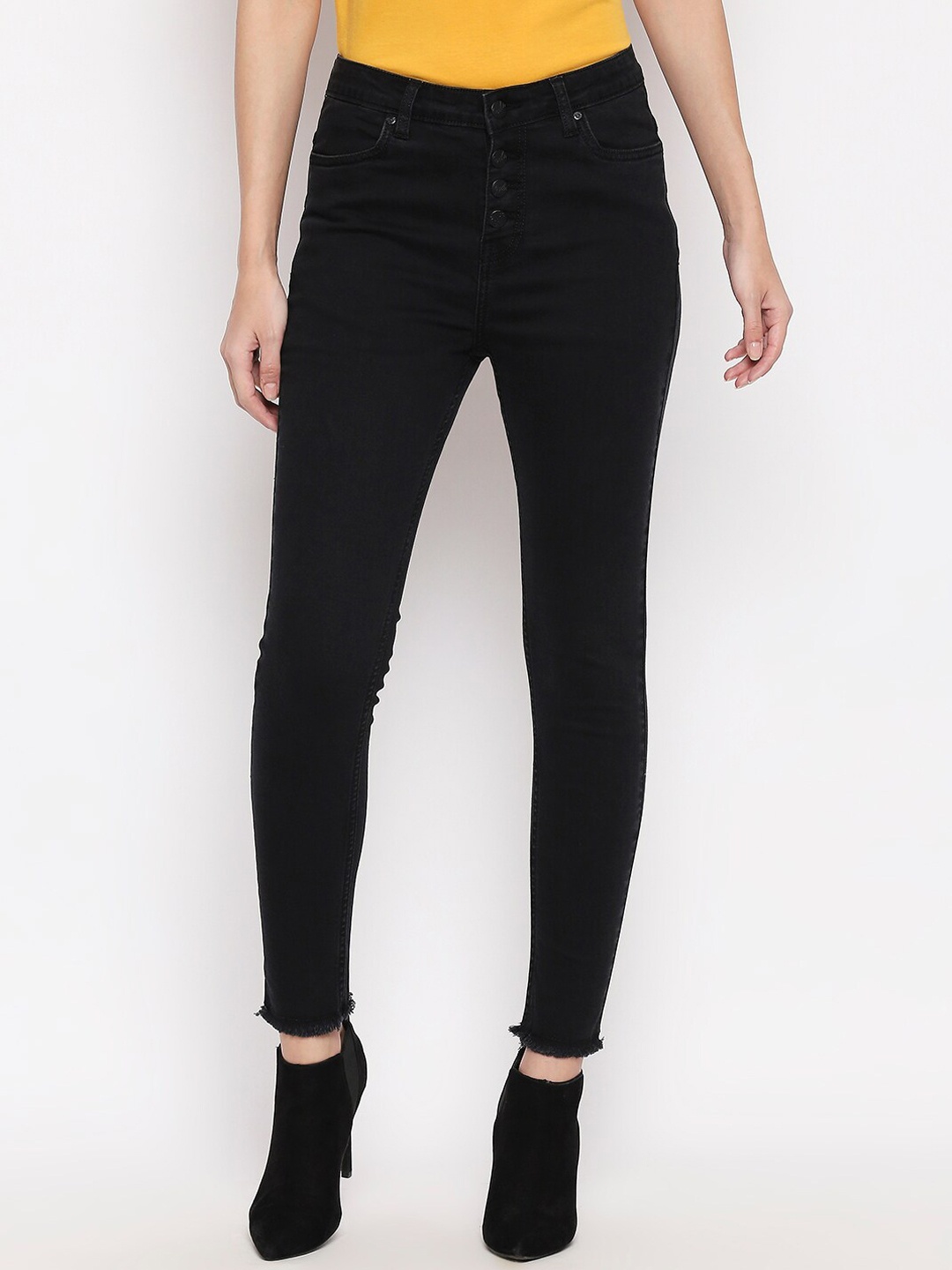 

People Women Black Regular Fit Jeans