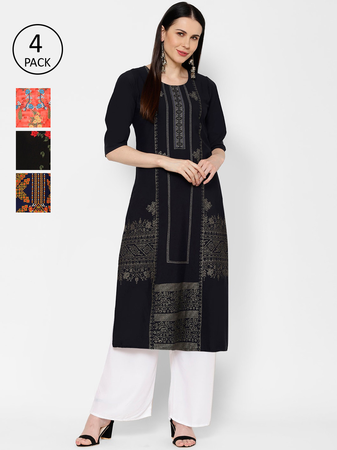 

7Threads Women Multicoloured Printed Straight Kurta, Multi