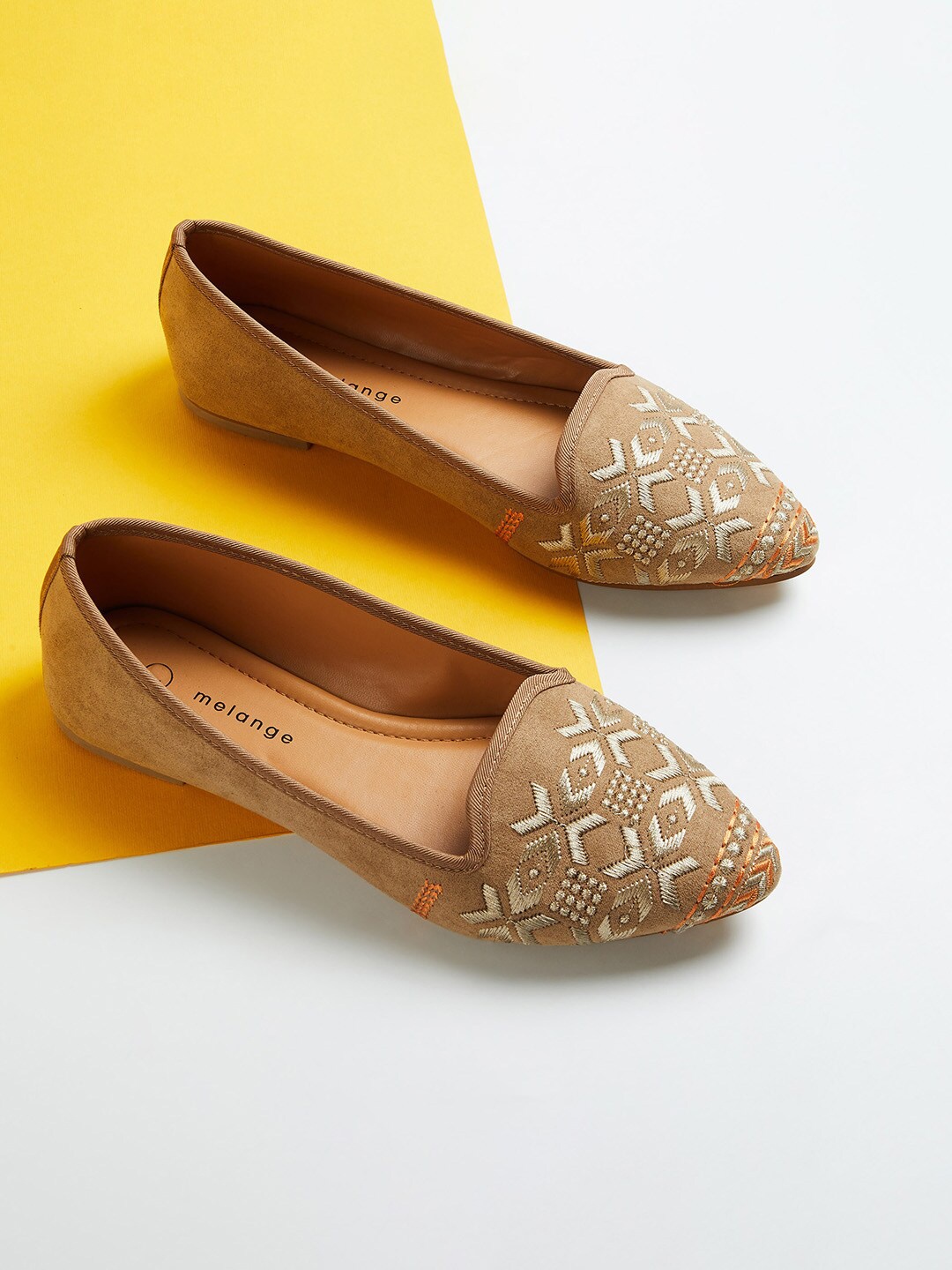 

Melange by Lifestyle Women Beige Embellished PU Ballerinas
