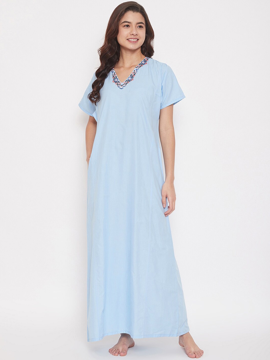 

The Kaftan Company Women Blue Solid Nightdress