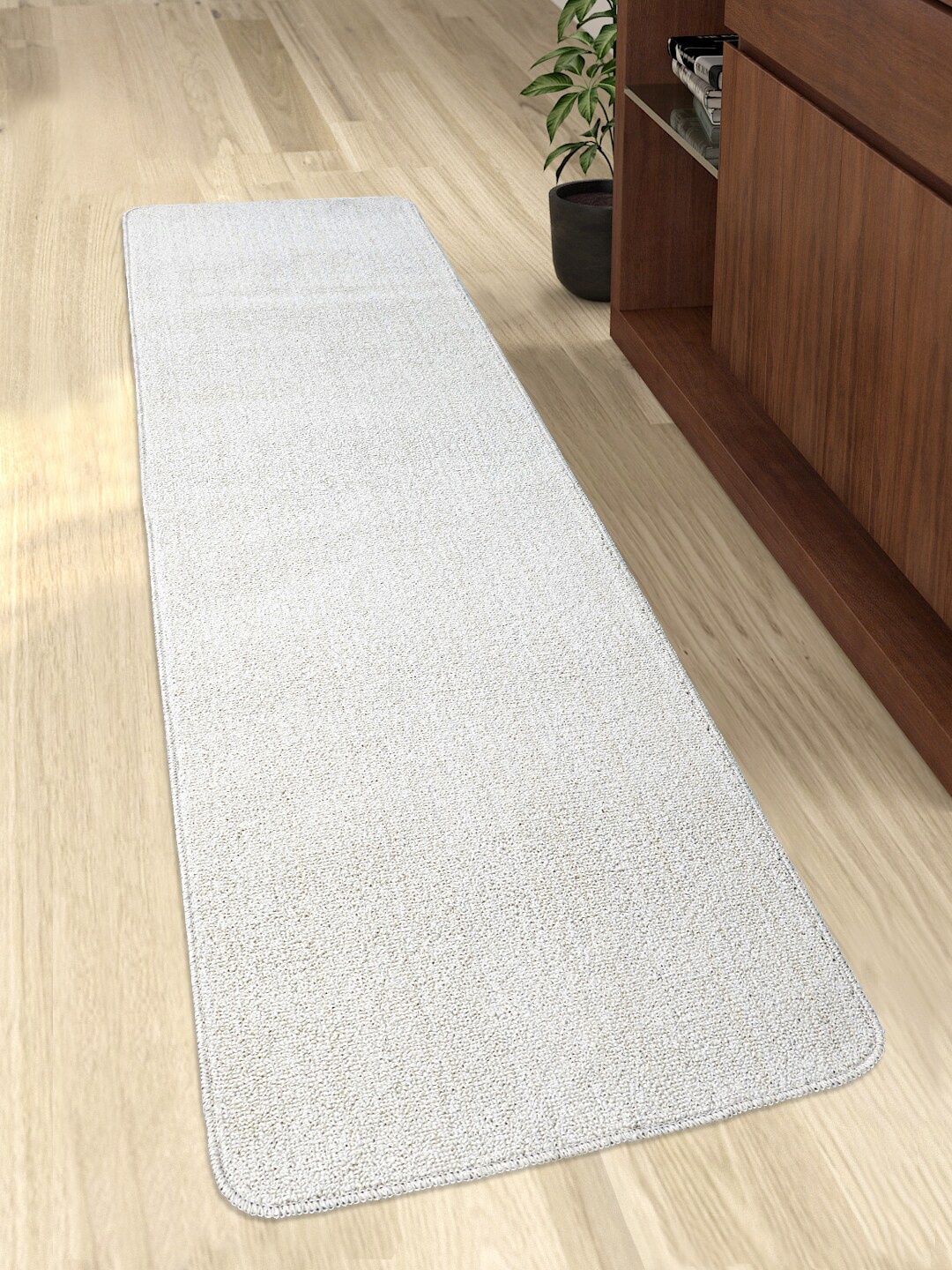 

Saral Home Unisex Off-White Solid Antiskid Floor Runner