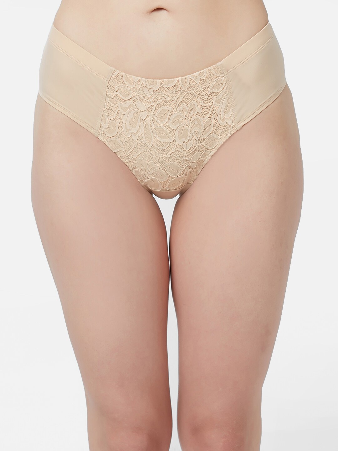 

Soie Women High Waist Full Coverage Lace Brief, Nude