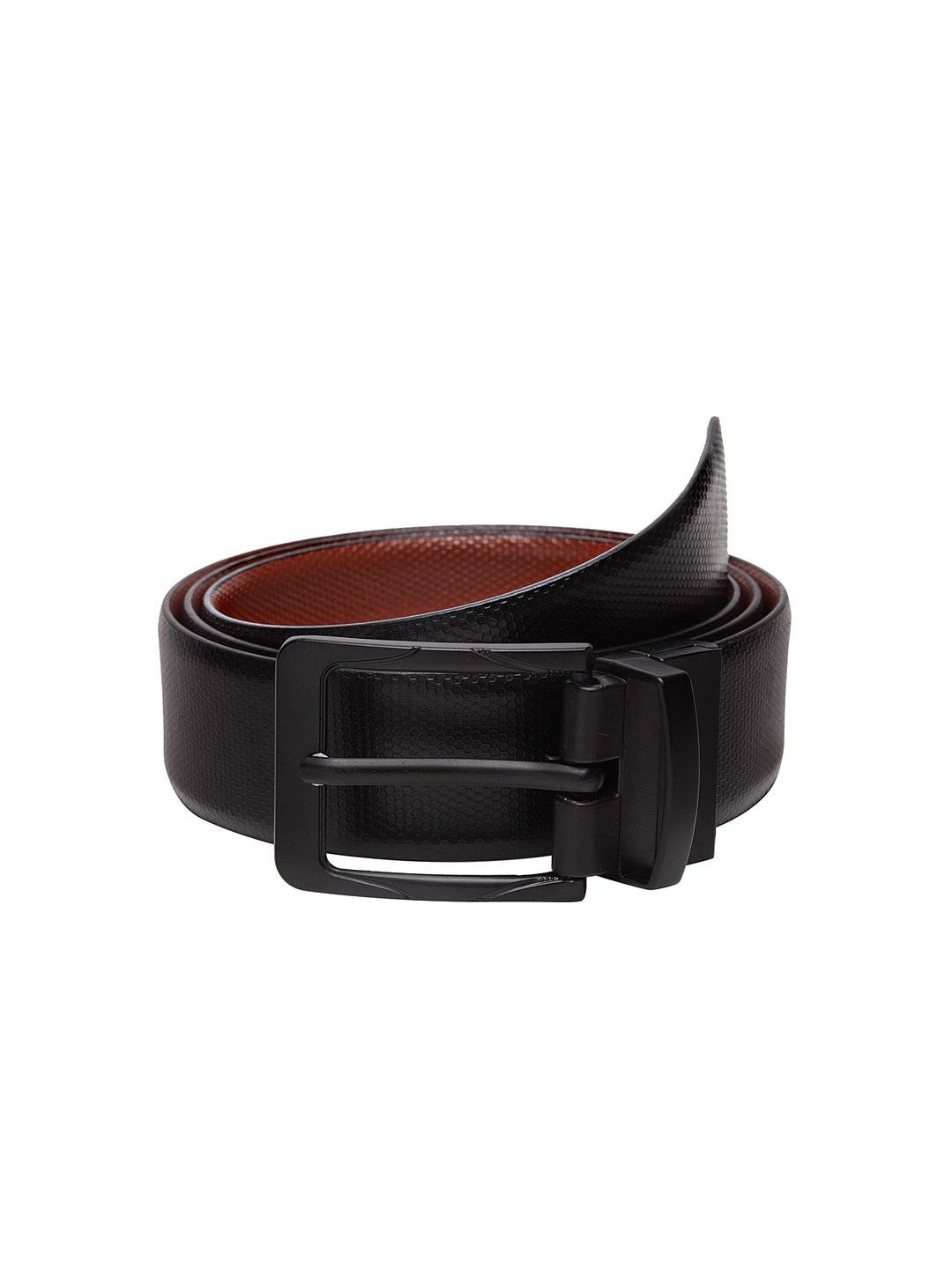 

WELBAWT Men Black & Brown Textured Reversible Leather Belt