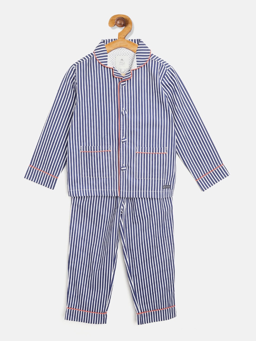 

Cherry Crumble Boys Blue & White Striped Night Suits