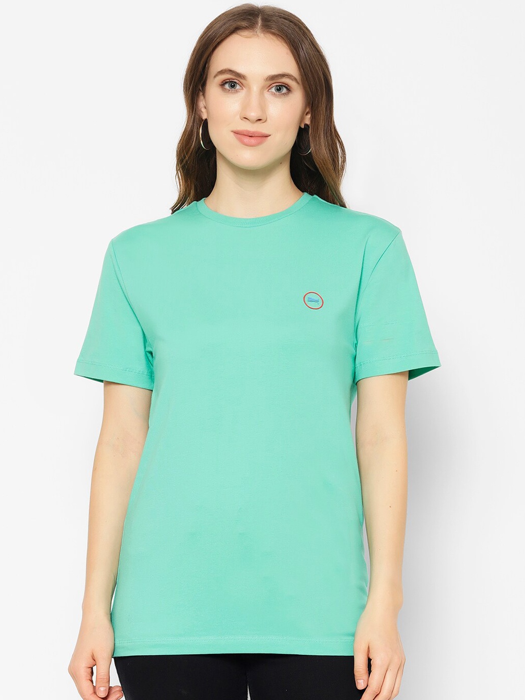 

COASTLAND Women Sea Green Printed Round Neck T-shirt