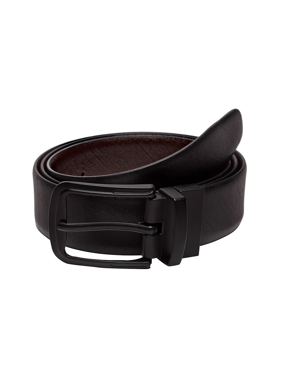 

WELBAWT Men Black & Brown Textured Pure Leather Reversible Belt