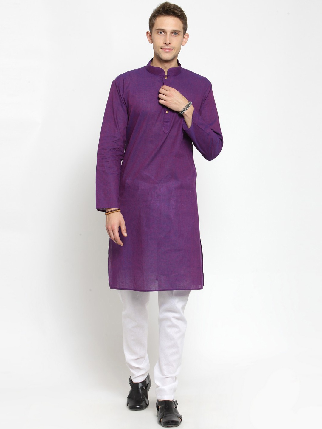 

RG DESIGNERS Men Purple Solid Kurta with Pyjamas