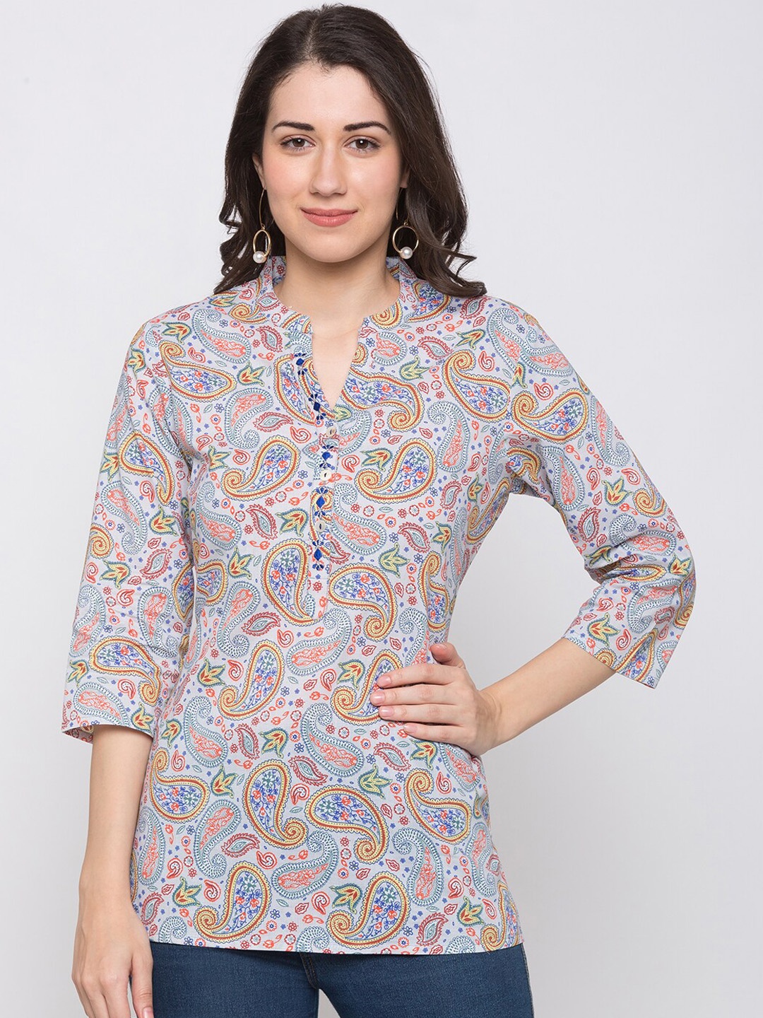 

Globus Women Blue Printed Shirt Style Top