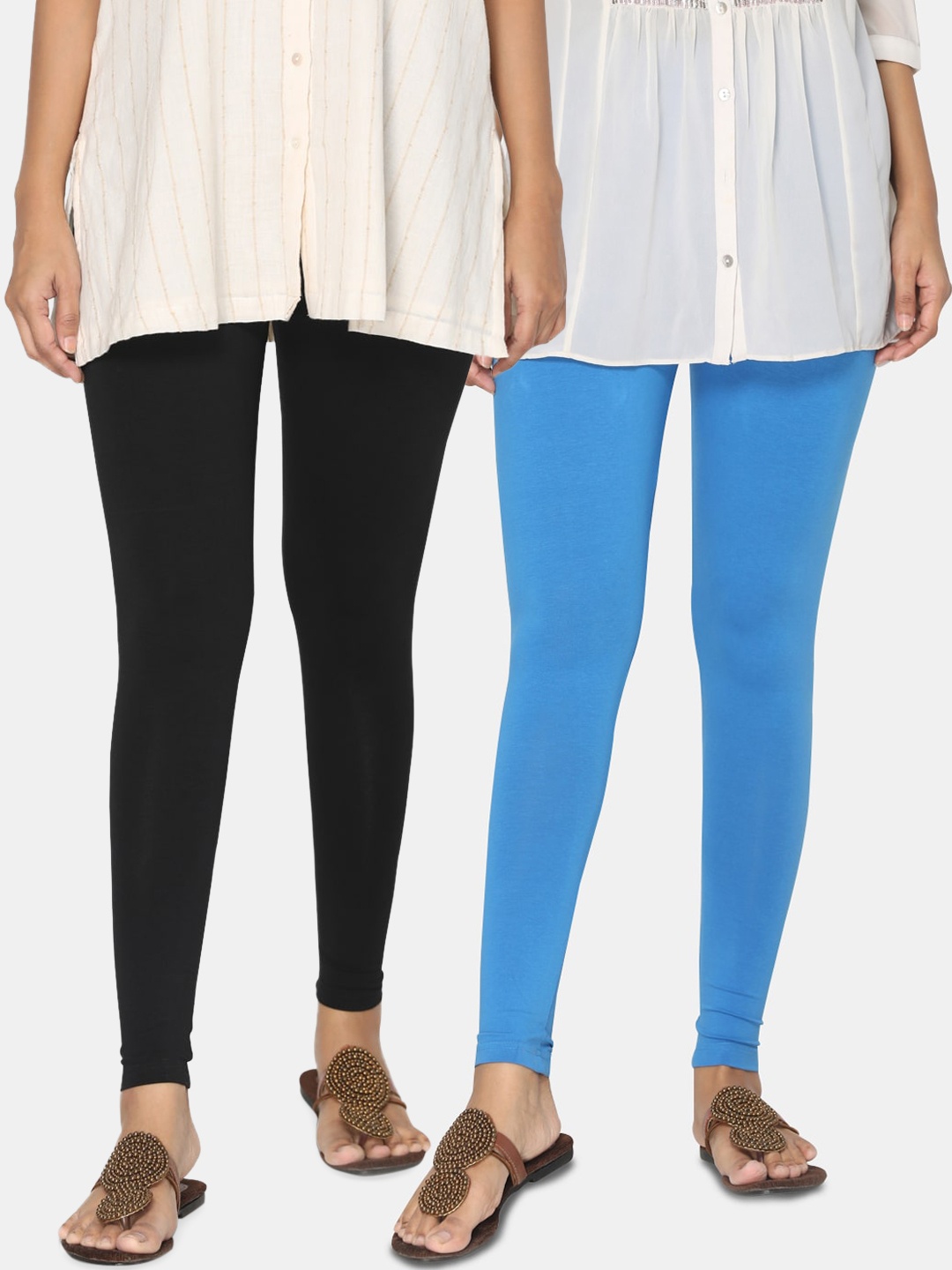 

TSG Bliss Women Pack Of 2 Solid Ankle-Length Leggings, Black