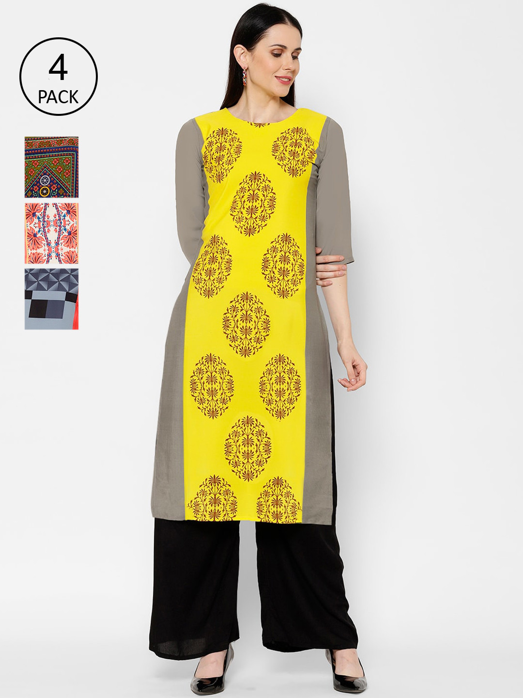 

7Threads Women Pack Of 4 Printed Straight Kurta, Multi