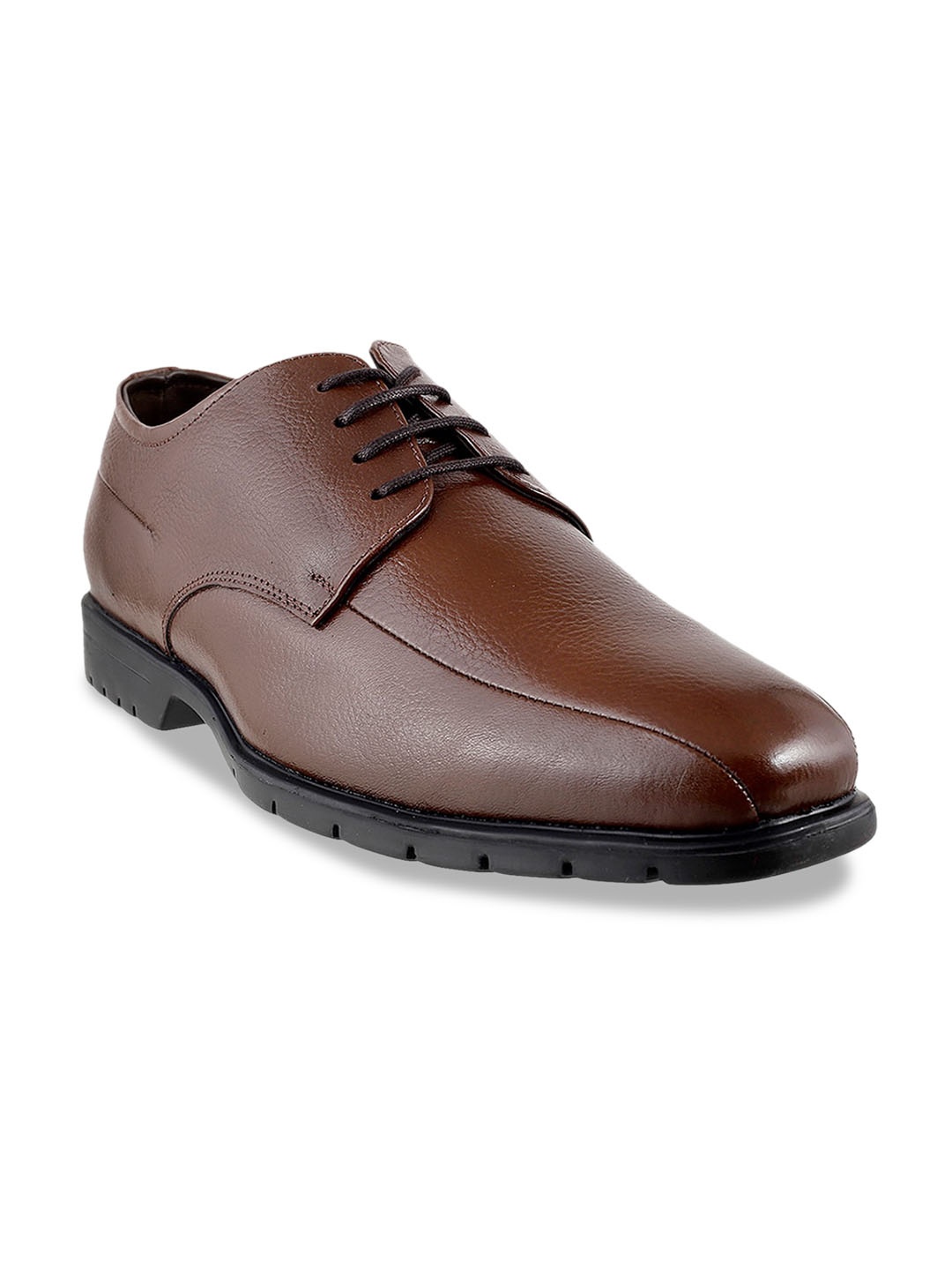 

DAVINCHI Men Tan Brown Solid Formal Leather Derbys
