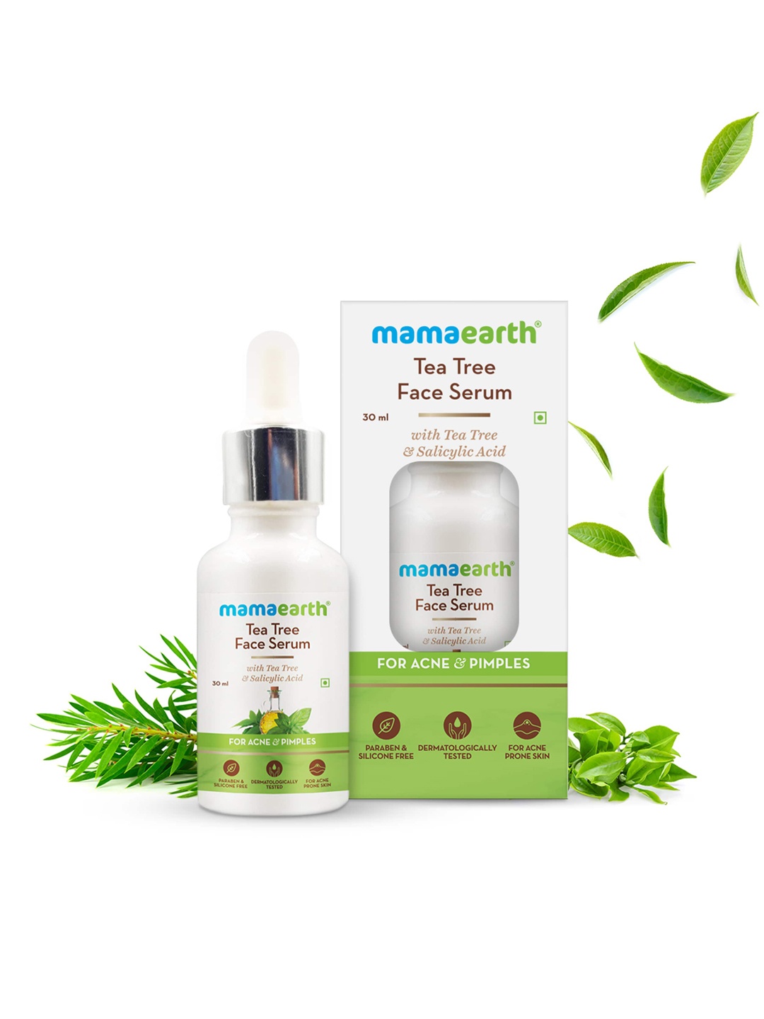 

Mamaearth Tea Tree Face Serum With Salicylic Acid For Acne & Pimples 30 ml, White