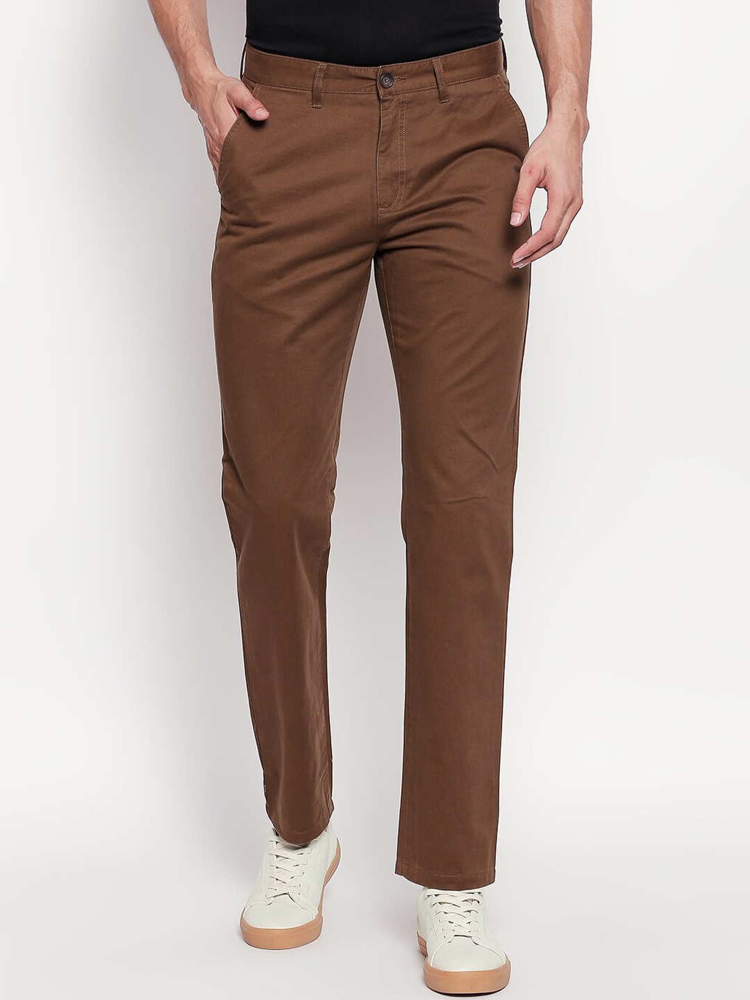 

BYFORD by Pantaloons Men Brown Regular Fit Solid Regular Trousers