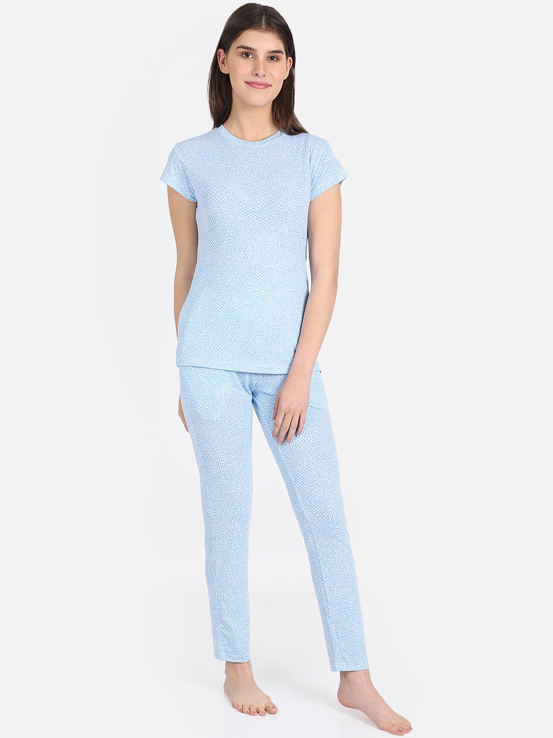 

PROTEENS Women Blue & White Polka Dots Printed Night Suit