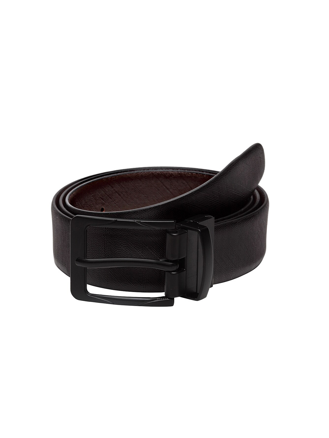 

WELBAWT Men Black & Brown Textured Reversible Leather Belt