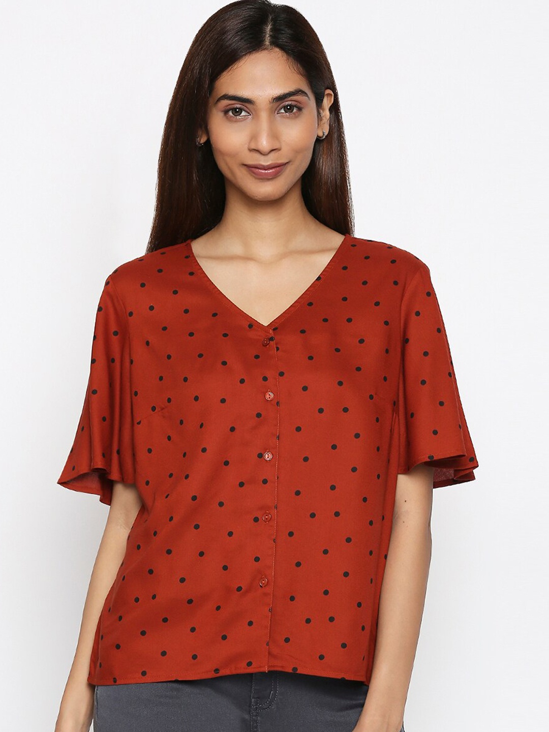 

Honey by Pantaloons Women Brown Printed Top