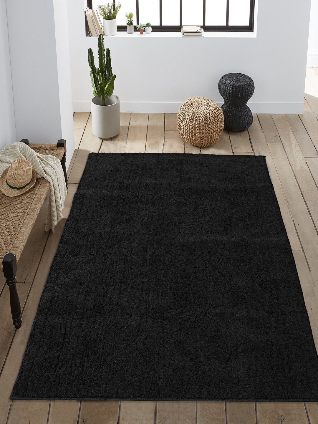 

Saral Home Black Solid Anti-Skid Carpet
