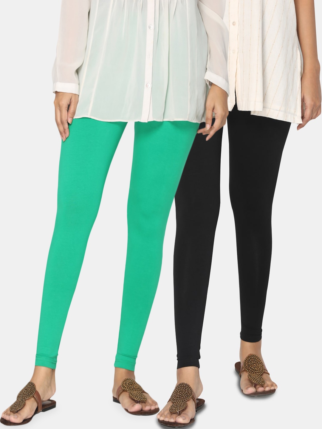 

TSG Bliss Women Pack Of 2 Solid Ankle-Length Leggings, Black
