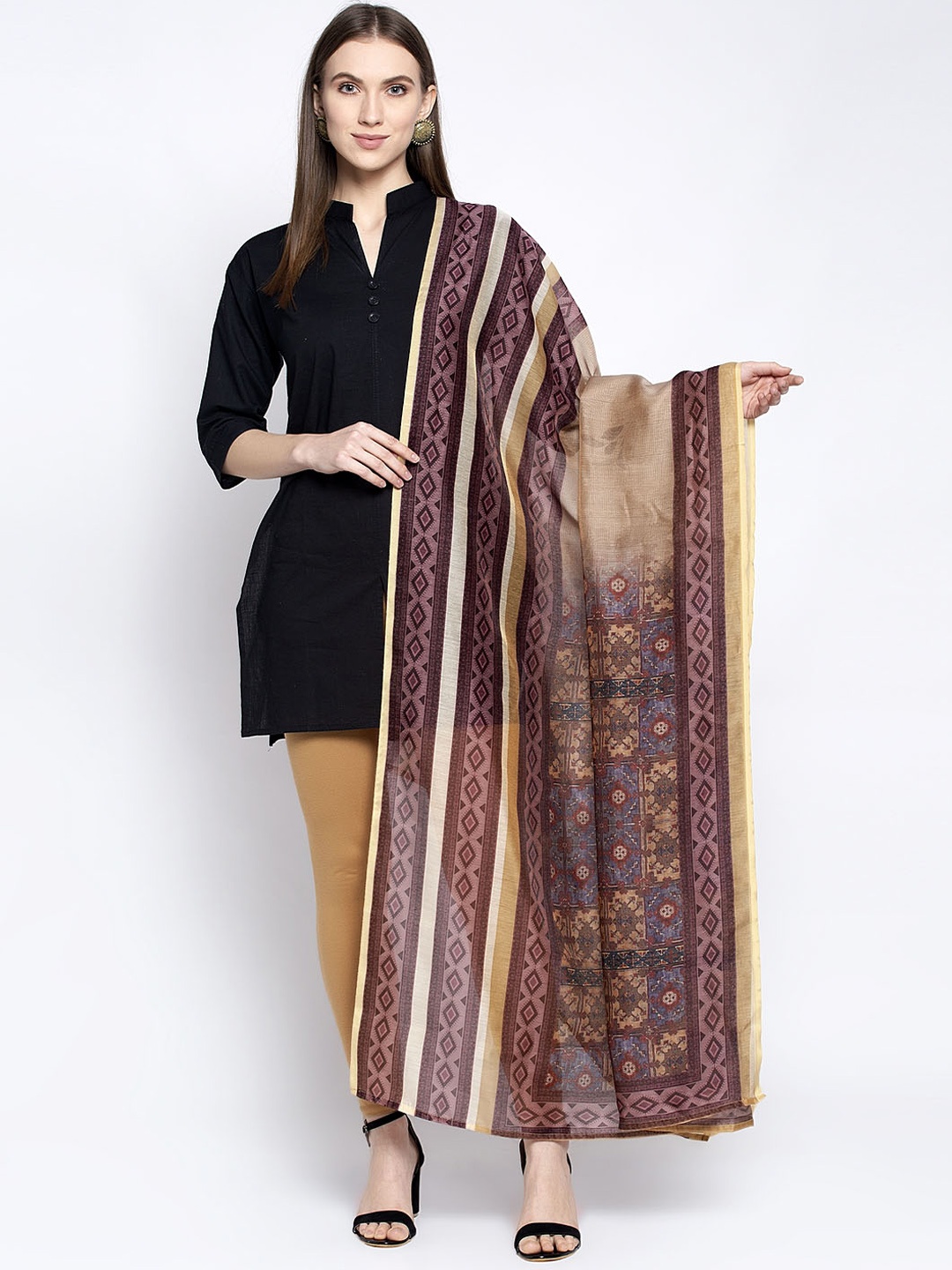

Aujjessa Women Beige & Brown Printed Digital Printed Banarasi Dupatta